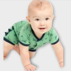 NWT Carter's Mint Romper with Navy Dinosaur Design ~sz 3 Mos